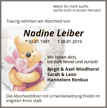 Traueranzeige von Nadine Leiber von SYK