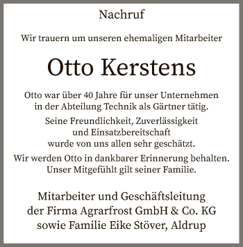 Traueranzeige von Otto Kerstens von SYK
