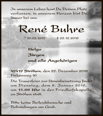 Traueranzeige von René Buhre von SYK