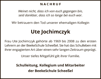 Traueranzeige von Ute Jochimczyk von SYK