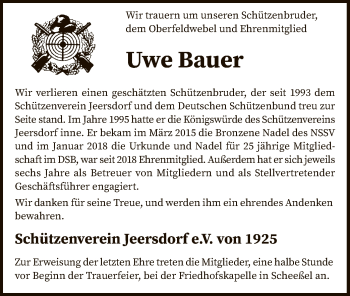 Traueranzeige von Uwe Bauer von SYK