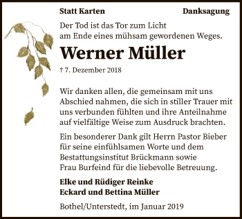 Traueranzeige von Werner Müller von SYK