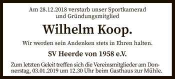 Traueranzeige von Wilhelm Koop von SYK
