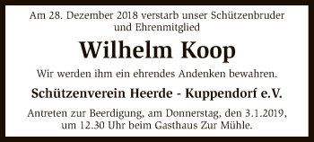 Traueranzeige von Wilhelm Koop von SYK