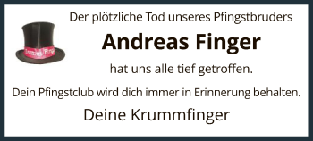 Traueranzeige von Andreas Finger von SYK