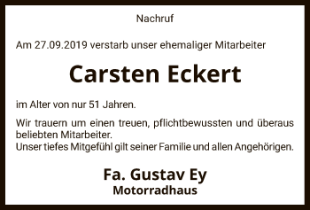 Traueranzeige von Carsten Eckert von SYK