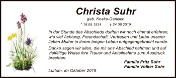 Traueranzeige von Christa Suhr von SYK