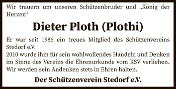 Traueranzeige von Dieter Ploth von SYK