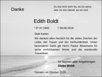 Traueranzeige von Edith Boldt von SYK