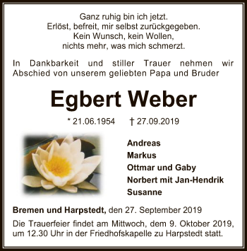 Traueranzeige von Egbert Weber von SYK