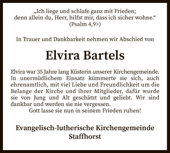 Traueranzeige von Elvira Bartels von SYK