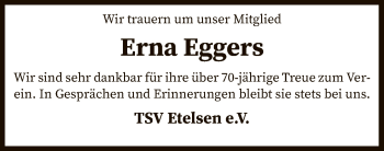 Traueranzeige von Erna Eggers von SYK