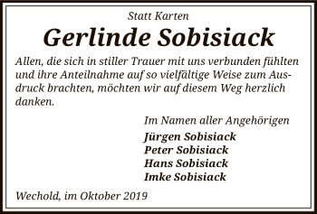 Traueranzeige von Gerlinde Sobisiack von SYK