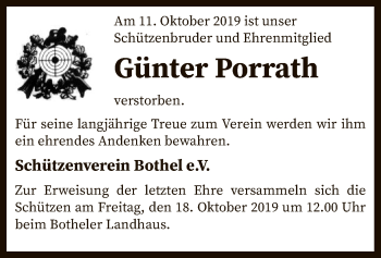 Traueranzeige von Günter Porrath von SYK