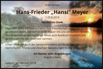 Traueranzeige von Hans-Frieder Meyer von SYK