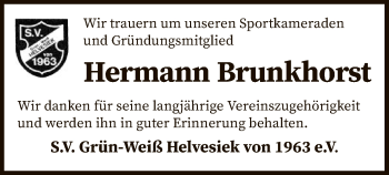 Traueranzeige von Hermann Brunkhorst von SYK