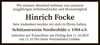 Traueranzeige von Hinrich Focke