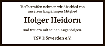 Traueranzeige von Holger Heidorn von SYK