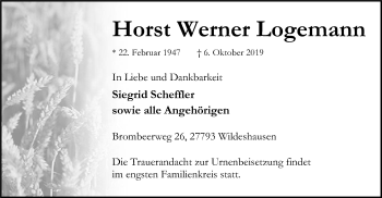 Traueranzeige von Horst Werner Logemann von SYK