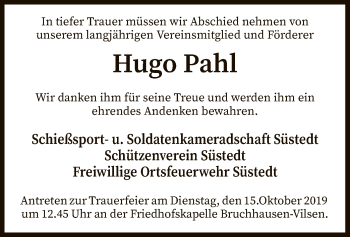 Traueranzeige von Hugo Pahl von SYK