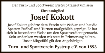 Traueranzeige von Josef Kokott von SYK