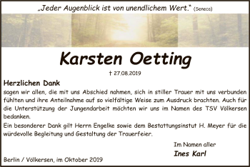 Traueranzeige von Karsten Oetting von SYK