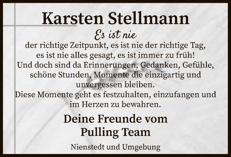  Traueranzeige für Karsten Stellmann vom 09.10.2019 aus SYK