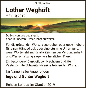 Traueranzeige von Lothar Weghöft von SYK