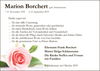 Traueranzeige von Marion Borchert von SYK