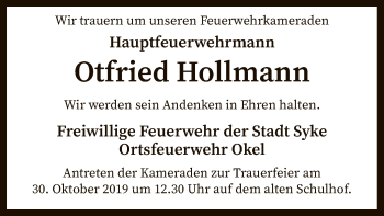 Traueranzeige von Otfried Hollmann von SYK