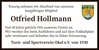 Traueranzeige von Otfried Hollmann von SYK