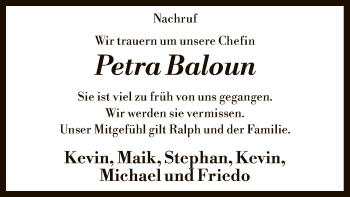 Traueranzeige von Petra Baloun von SYK