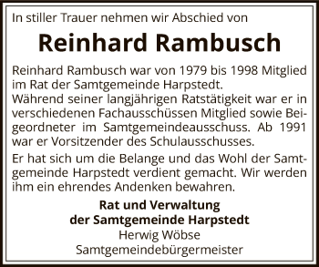 Traueranzeige von Reinhard Rambusch von SYK