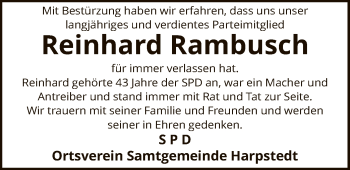 Traueranzeige von Reinhard Rambusch von SYK