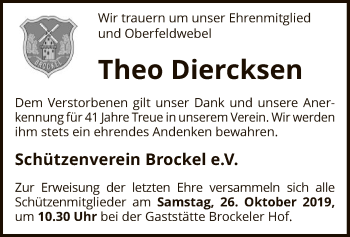 Traueranzeige von Theodor Diercksen von SYK