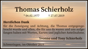 Traueranzeige von Thomas Schierholz von SYK