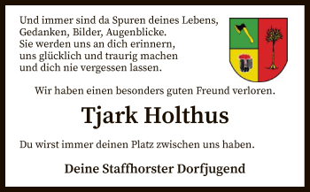 Traueranzeige von Tjark Holthus von SYK