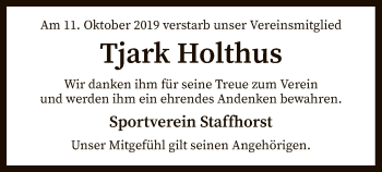 Traueranzeige von Tjark Holthus von SYK