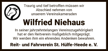 Traueranzeige von Wilfried Niehaus von SYK