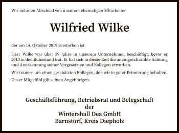 Traueranzeige von Wilfried Wilke von SYK