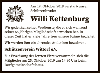 Traueranzeige von Willi Kettenburg von SYK