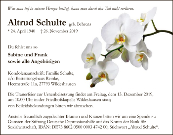 Traueranzeige von Altrud Schulte von SYK