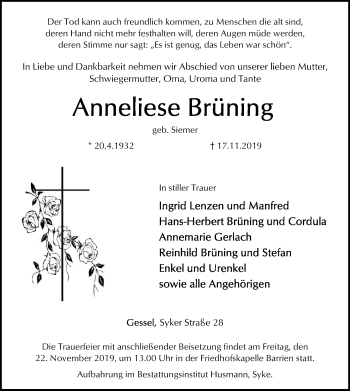 Traueranzeige von Anneliese Brüning von SYK