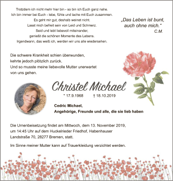 Traueranzeige von Christel Michael von SYK