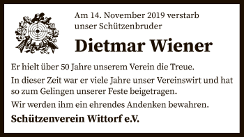 Traueranzeige von Dietmar Wiener von SYK