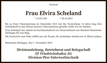 Traueranzeige von Elvira Scheland von SYK