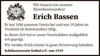 Traueranzeige von Erich Bassen von SYK