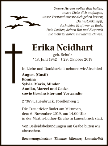 Traueranzeige von Erika Neidhart von SYK