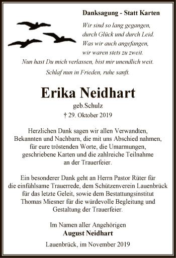 Traueranzeige von Erika Neidhart von SYK