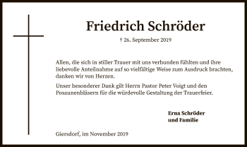 Traueranzeige von Friedrich Schröder von SYK